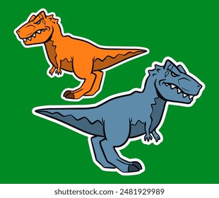 Isolated Dinosaur Standing Sticker Cartoon Illustration