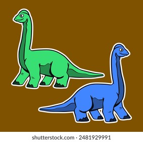 Isolated Dinosaur Standing Sticker Cartoon Illustration