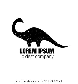 Isolated dinosaur vector silhouette. Logotype of prehistoric raptor. Old business company or paleontology museum concept.