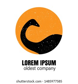 Isolated dinosaur vector silhouette. Logotype of prehistoric raptor. Old business company or paleontology museum concept.