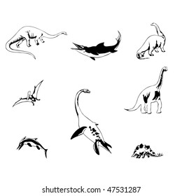 isolated dinosaurs vector illustration