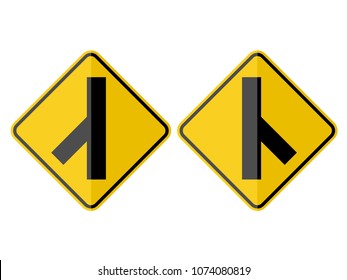 isolated direction side road on right and left yellow diamond broad paperwork flat vector design