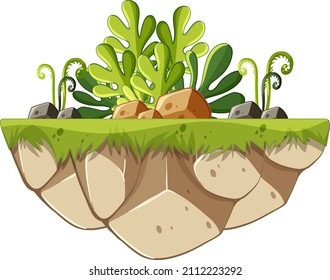 Isolated dirt ground with nature elements illustration
