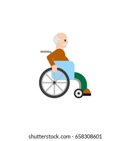 Isolated Disabled Person Flat Icon. Handicapped Man Vector Element Can Be Used For Handicapped, Man, Disabled Design Concept.