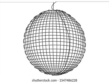 Isolated Disco Ball.Vector Single Continuous One Line Art Drawing