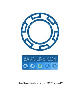 Isolated Disk Outline.  Stack Vector Element Can Be Used For Chip, Stack, Casino Design Concept.