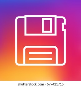 Isolated Diskette Outline Symbol On Clean Background. Vector Floppy Element In Trendy Style.