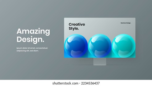 Isolated display mockup presentation template. Vivid banner vector design illustration.