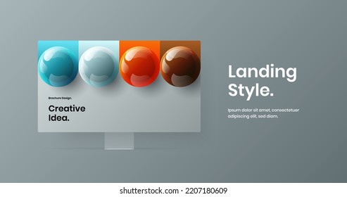 Isolated display mockup site layout. Minimalistic web banner vector design template.