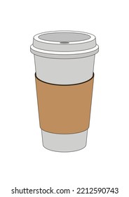 Isolated Disposable Coffee Cup Vector Icon.