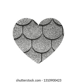 Isolated distress grunge heart with brick texture. Element for greeting card, Valentine s Day, wedding. Creative concept. Vector illustration