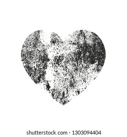 Isolated distress grunge heart with concrete texture. Element for greeting card, Valentine s Day, wedding. Creative concept. Vector illustration