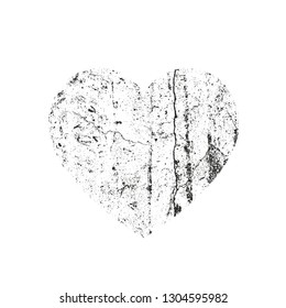 Isolated distress grunge heart with concrete texture. Element for greeting card, Valentine s Day, wedding. Creative concept. Vector illustration