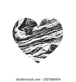 Isolated distress grunge heart with concrete texture. Element for greeting card, Valentine s Day, wedding. Creative concept. Vector illustration