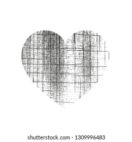 Isolated distress grunge heart with concrete texture. Element for greeting card, Valentine s Day, wedding. Creative concept. Vector illustration