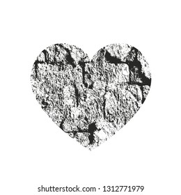 Isolated distress grunge heart with concrete texture. Element for greeting card, Valentine s Day, wedding. Creative concept. Vector illustration