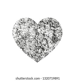 Isolated distress grunge heart with concrete texture. Element for greeting card, Valentine s Day, wedding. Creative concept. Vector illustration