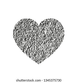 Isolated distress grunge heart with concrete texture. Element for greeting card, Valentine s Day, wedding. Creative concept. Vector illustration