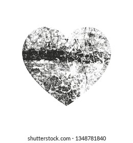 Isolated distress grunge heart with concrete texture. Element for greeting card, Valentine s Day, wedding. Creative concept. Vector illustration