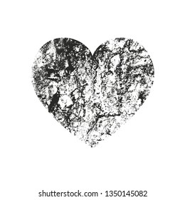 Isolated distress grunge heart with concrete texture. Element for greeting card, Valentine s Day, wedding. Creative concept. Vector illustration