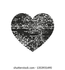 Isolated distress grunge heart with concrete texture. Element for greeting card, Valentine s Day, wedding. Creative concept. Vector illustration