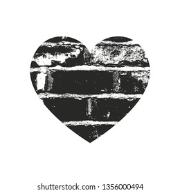 Isolated distress grunge heart with concrete texture. Element for greeting card, Valentine s Day, wedding. Creative concept. Vector illustration