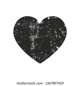Isolated distress grunge heart with concrete texture. Element for greeting card, Valentine s Day, wedding. Creative concept. Vector illustration