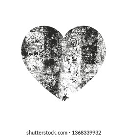 Isolated distress grunge heart with concrete texture. Element for greeting card, Valentine s Day, wedding. Creative concept. Vector illustration