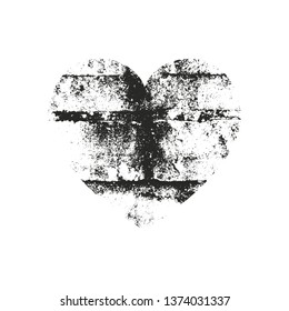 Isolated distress grunge heart with concrete texture. Element for greeting card, Valentine s Day, wedding. Creative concept. Vector illustration