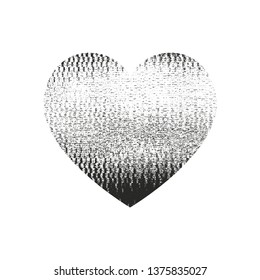 Isolated distress grunge heart with concrete texture. Element for greeting card, Valentine s Day, wedding. Creative concept. Vector illustration