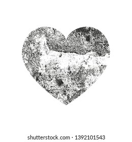 Isolated distress grunge heart with concrete texture. Element for greeting card, Valentine s Day, wedding. Creative concept. Vector illustration