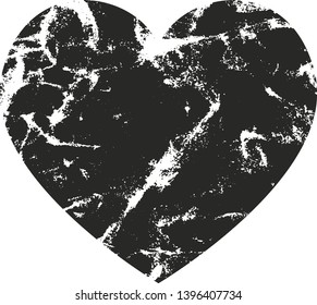Isolated distress grunge heart with concrete texture. Element for greeting card, Valentine s Day, wedding. Creative concept. Vector illustration