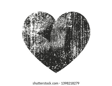 Isolated distress grunge heart with concrete texture. Element for greeting card, Valentine s Day, wedding. Creative concept. Vector illustration