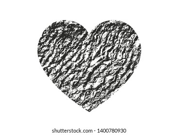 Isolated distress grunge heart with concrete texture. Element for greeting card, Valentine s Day, wedding. Creative concept. Vector illustration