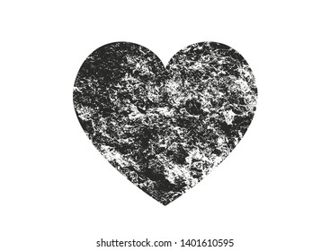 Isolated distress grunge heart with concrete texture. Element for greeting card, Valentine s Day, wedding. Creative concept. Vector illustration
