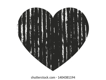 Isolated distress grunge heart with concrete texture. Element for greeting card, Valentine s Day, wedding. Creative concept. Vector illustration
