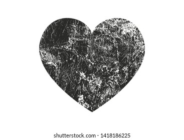 Isolated distress grunge heart with concrete texture. Element for greeting card, Valentine s Day, wedding. Creative concept. Vector illustration