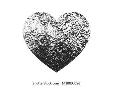 Isolated distress grunge heart with concrete texture. Element for greeting card, Valentine s Day, wedding. Creative concept. Vector illustration