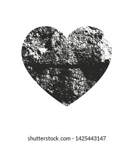 Isolated distress grunge heart with concrete texture. Element for greeting card, Valentine s Day, wedding. Creative concept. Vector illustration