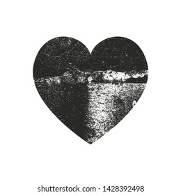 Isolated distress grunge heart with concrete texture. Element for greeting card, Valentine s Day, wedding. Creative concept. Vector illustration