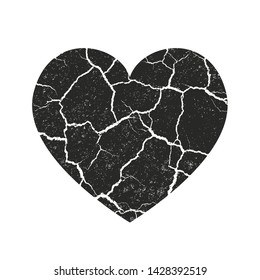 Isolated distress grunge heart with concrete texture. Element for greeting card, Valentine s Day, wedding. Creative concept. Vector illustration