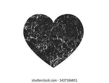 Isolated distress grunge heart with concrete texture. Element for greeting card, Valentine s Day, wedding. Creative concept. Vector illustration