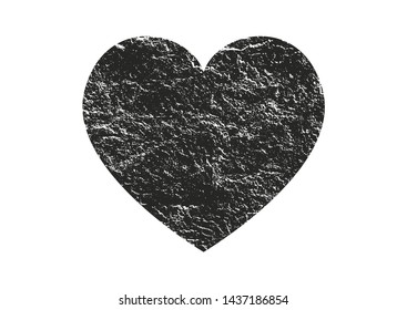 Isolated distress grunge heart with concrete texture. Element for greeting card, Valentine s Day, wedding. Creative concept. Vector illustration