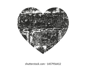 Isolated distress grunge heart with concrete texture. Element for greeting card, Valentine s Day, wedding. Creative concept. Vector illustration