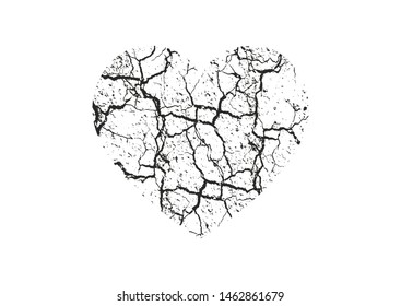 Isolated distress grunge heart with concrete texture. Element for greeting card, Valentine s Day, wedding. Creative concept. Vector illustration