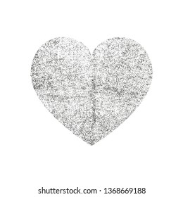 Isolated distress grunge heart with fabric texture. Element for greeting card, Valentine s Day, wedding. Creative concept. Vector illustration