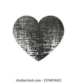 Isolated distress grunge heart with fabric texture. Element for greeting card, Valentine s Day, wedding. Creative concept. Vector illustration