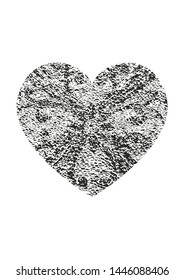 Isolated distress grunge heart with floral eastren ornament, flower and leaves texture. Element for greeting card, Valentine s Day, wedding. Creative concept. Vector illustration