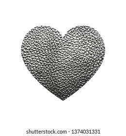 Isolated distress grunge heart with leather texture. Element for greeting card, Valentine s Day, wedding. Creative concept. Vector illustration