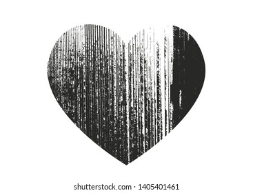 Isolated distress grunge heart with metal texture. Element for greeting card, Valentine s Day, wedding. Creative concept. Vector illustration